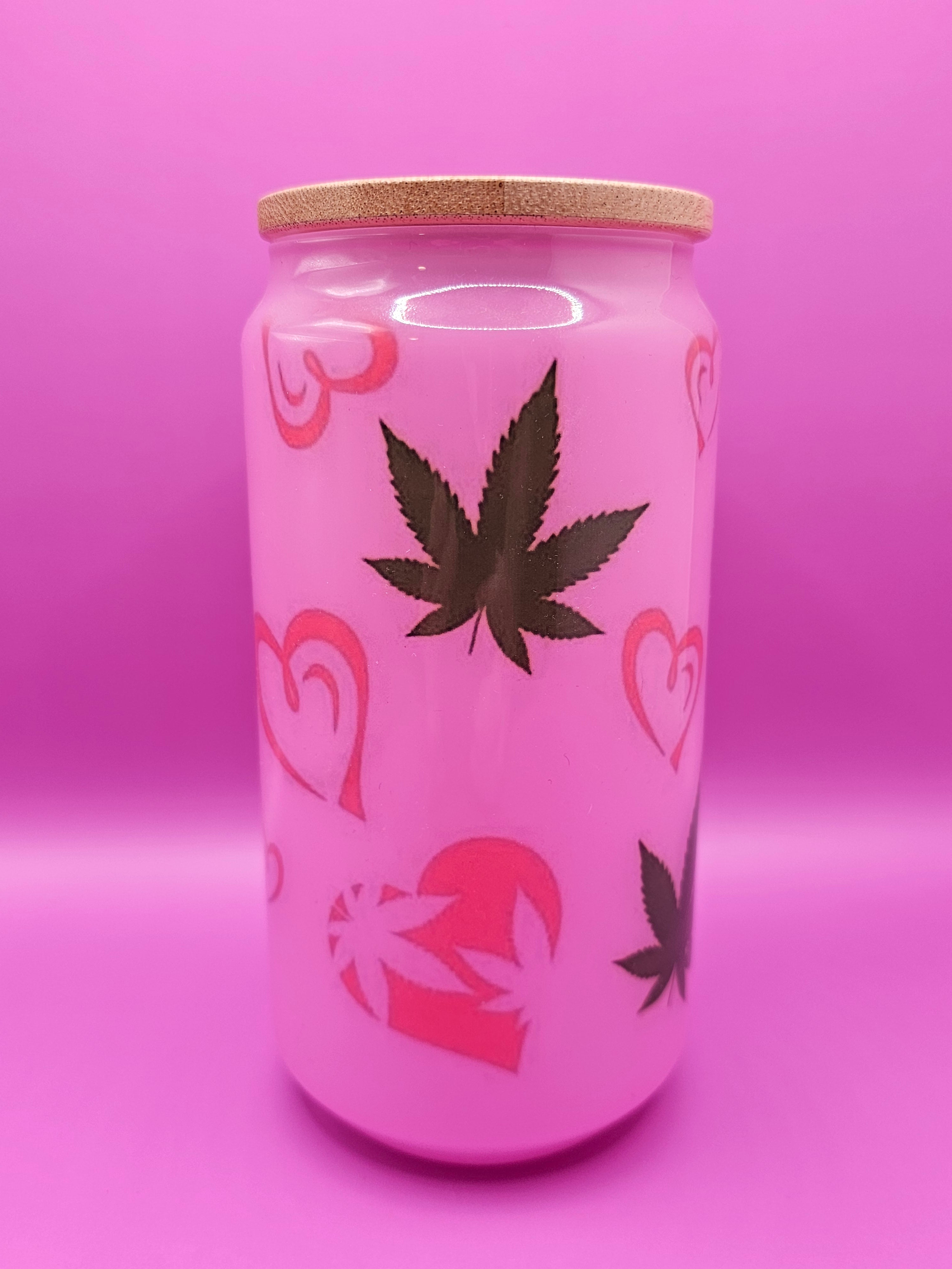 16 ounce glass flower and heart Libbey cup